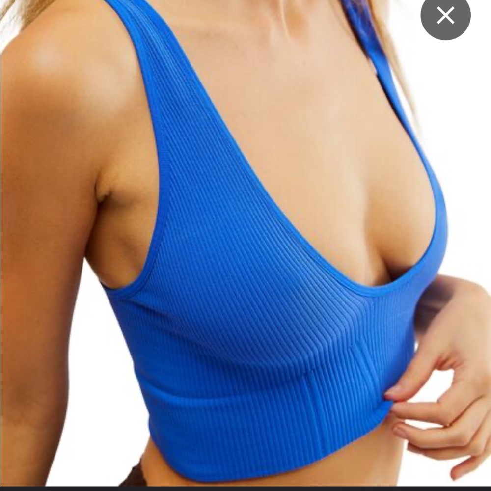 Vibrant Blue Ribbed Crop Top